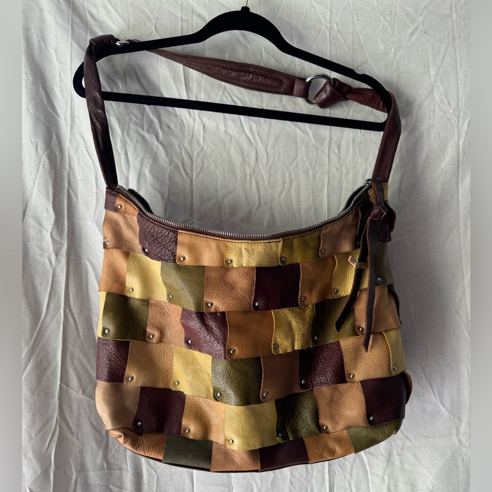 Leather patchwork tote purse
